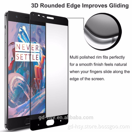 HUYSHE Mobile Phone Use 9h best 3d full cover tempered glass screen protector for oneplus 3
